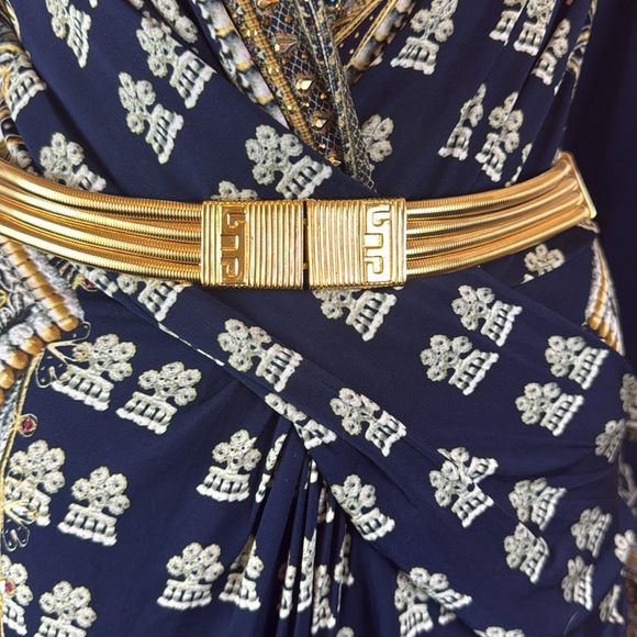 Vintage St. John Gold Tone Metal Snake Chain Logo Belt - Picture 2 of 7